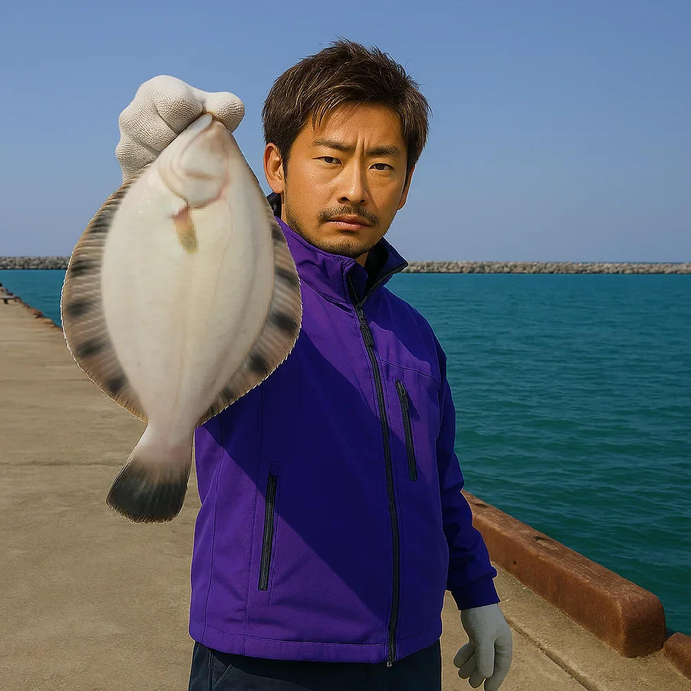 抜海漁港でクロガシラガレイを釣る広岡