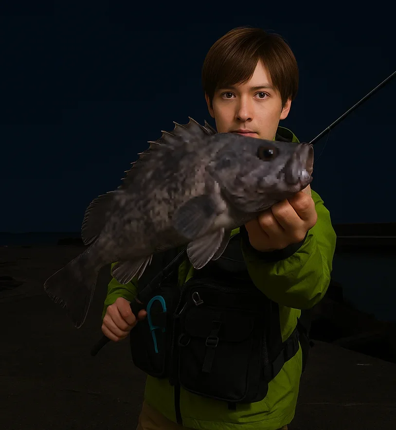 濃昼漁港でクロソイを釣る久良木