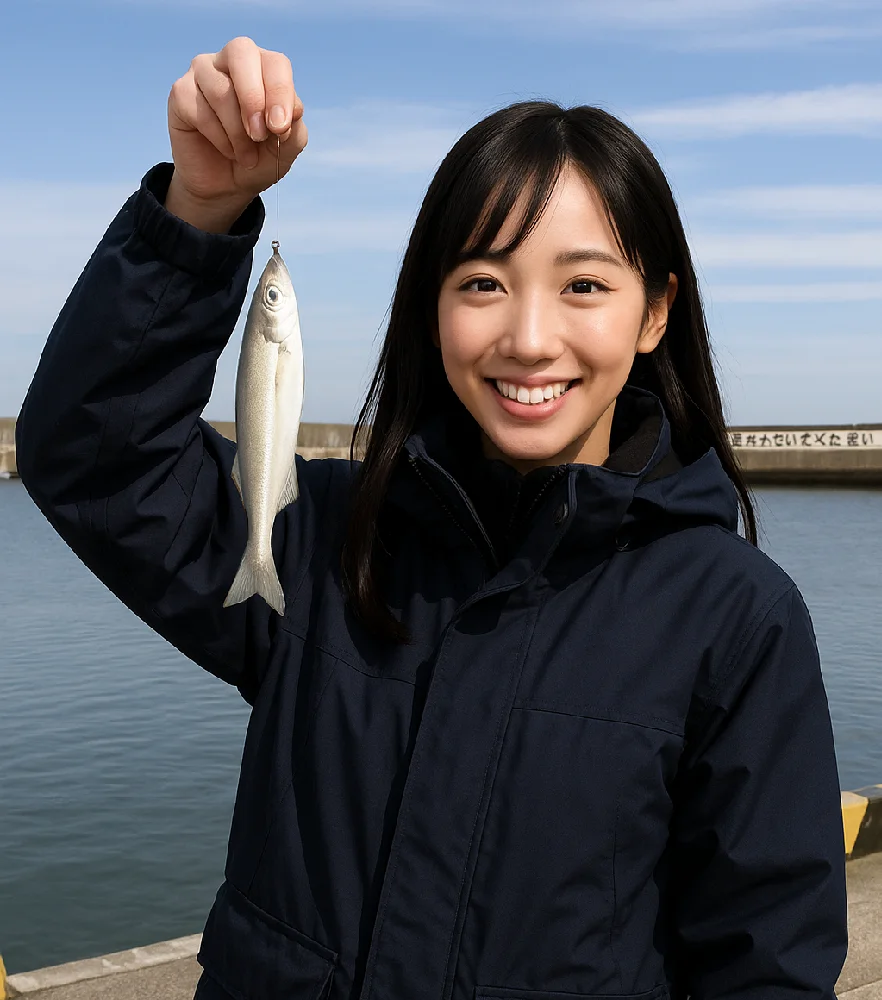 大樹漁港でチカらしきものを釣る