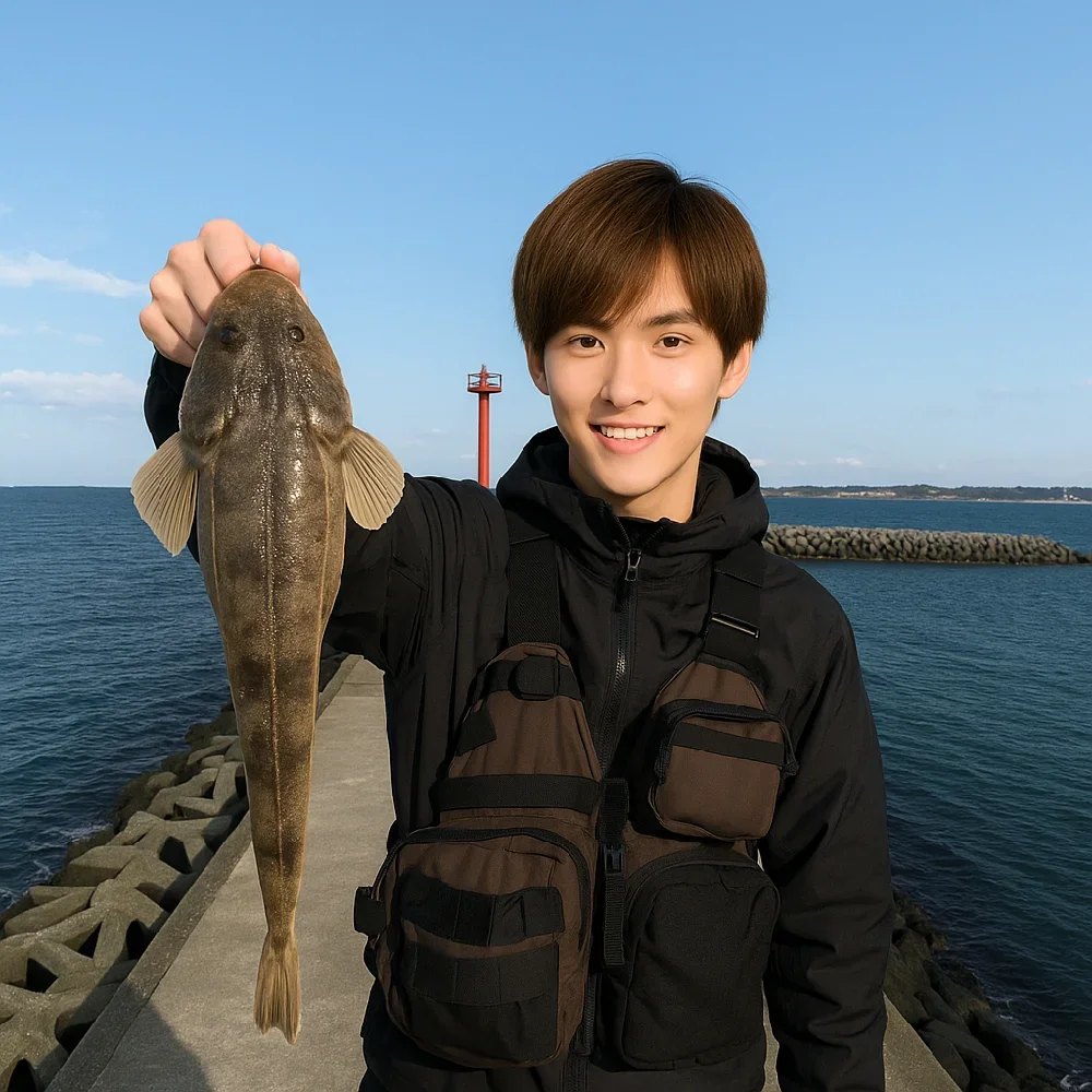 苅屋漁港でマゴチを釣る久良木