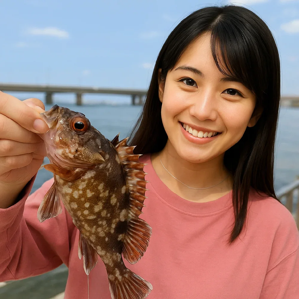 りんくう釣り護岸でカサゴを釣る黒川