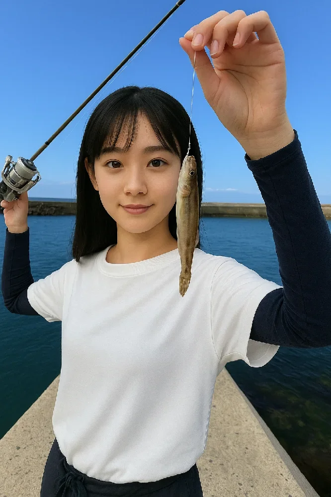 蒲池漁港でハゼを釣る国生