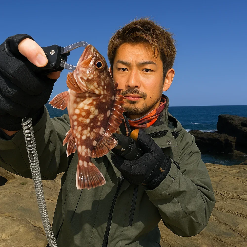 ママ岬でカサゴを釣る広岡