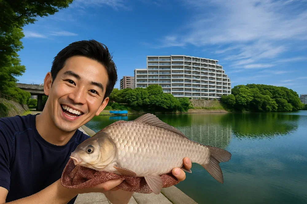 猫ヶ洞池でヘラブナを釣る勝田