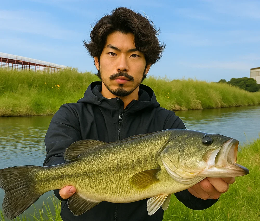 油ヶ淵でバスを釣る澤田