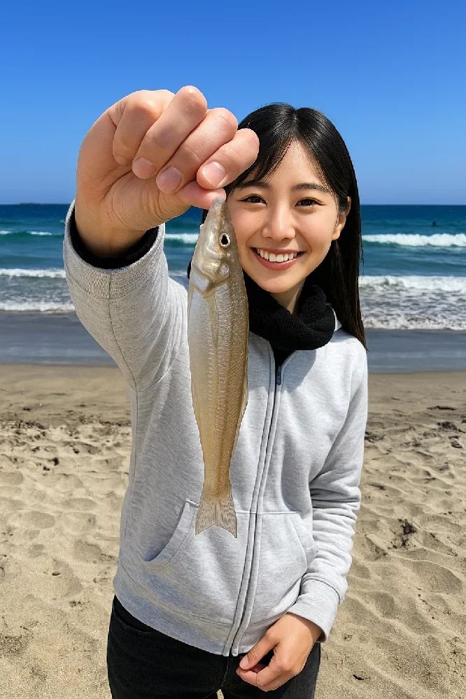 多々戸浜でキスを釣る黒川