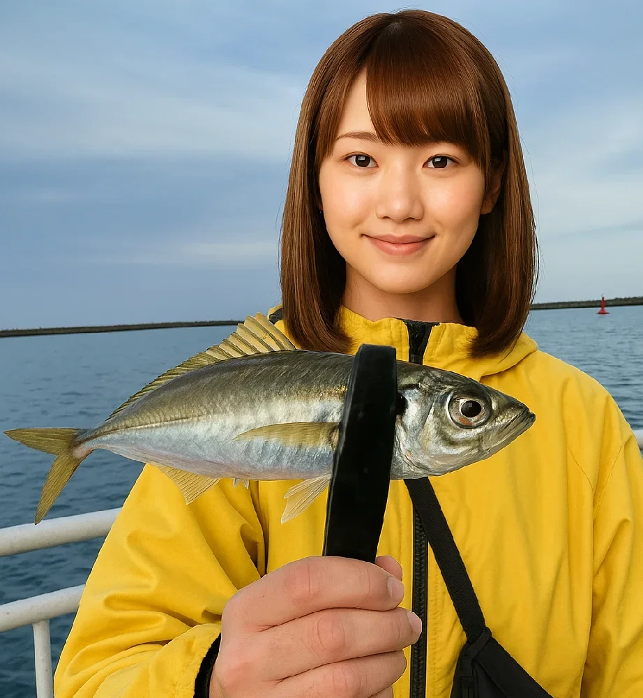 鹿島港魚釣園でアジを釣る山際