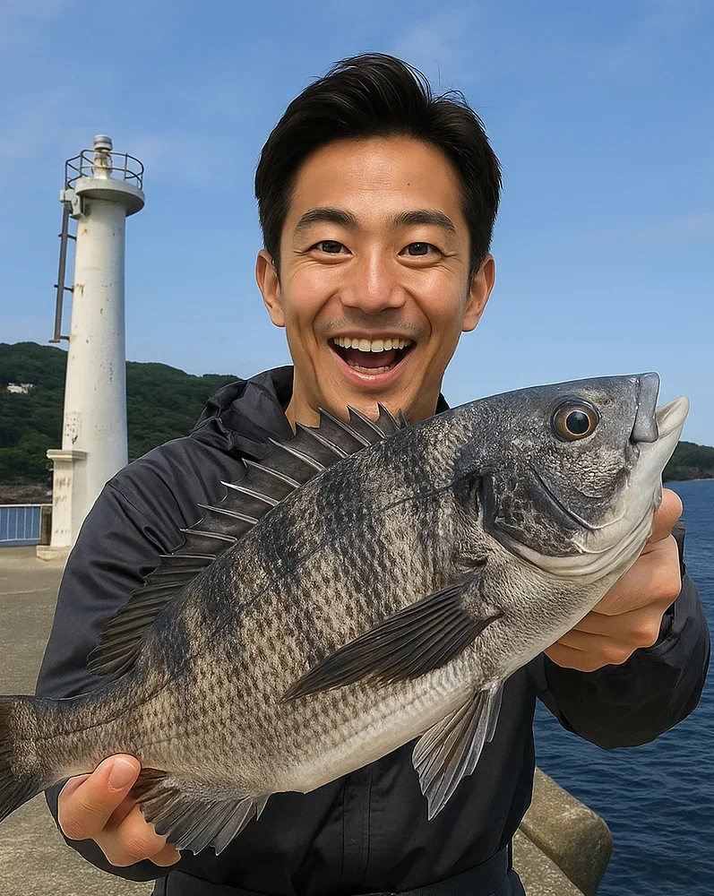 富戸港でクロダイを釣る勝田