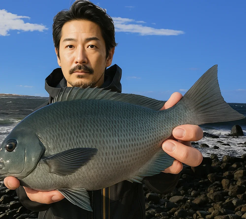 稲取岬でメジナを釣る佐々木