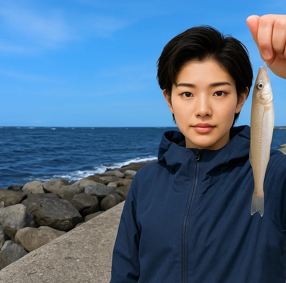 沖ノ島護岸でキスを釣る佐伯
