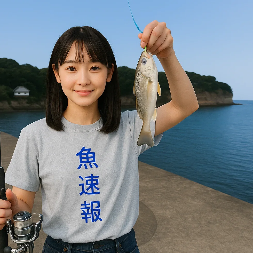 岩船港でイシモチを釣る国生