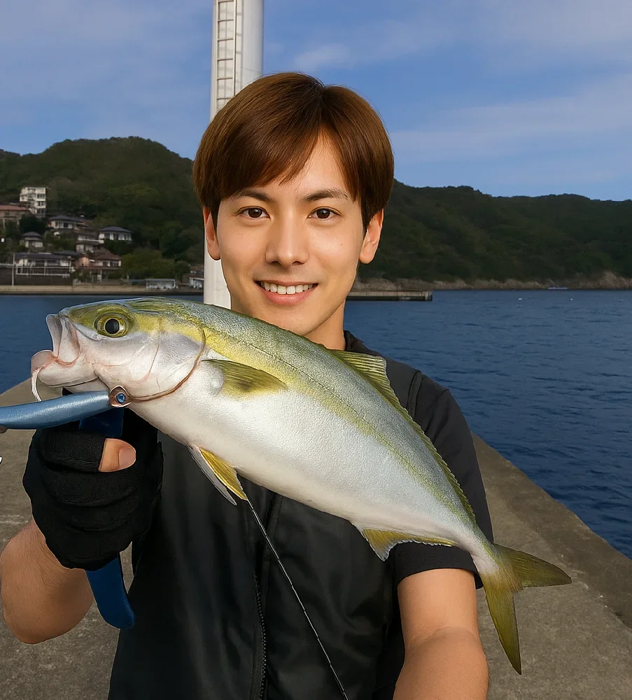 川奈港ででイナダを釣る久良木