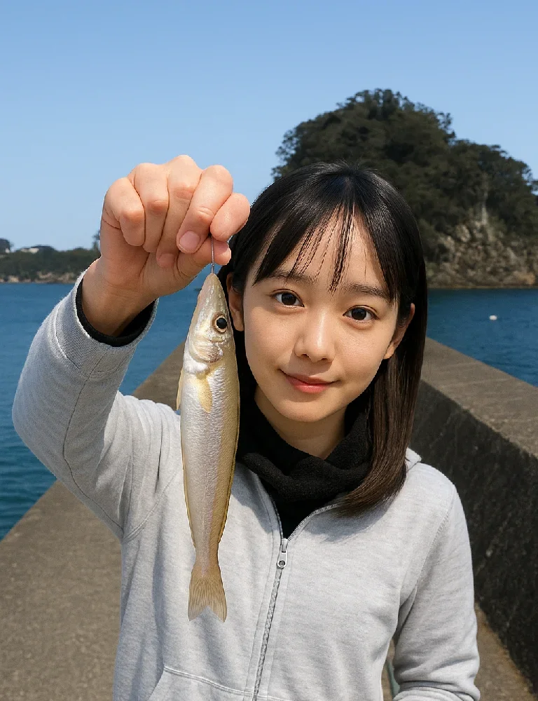 下田犬走島堤防でキスを釣る国生