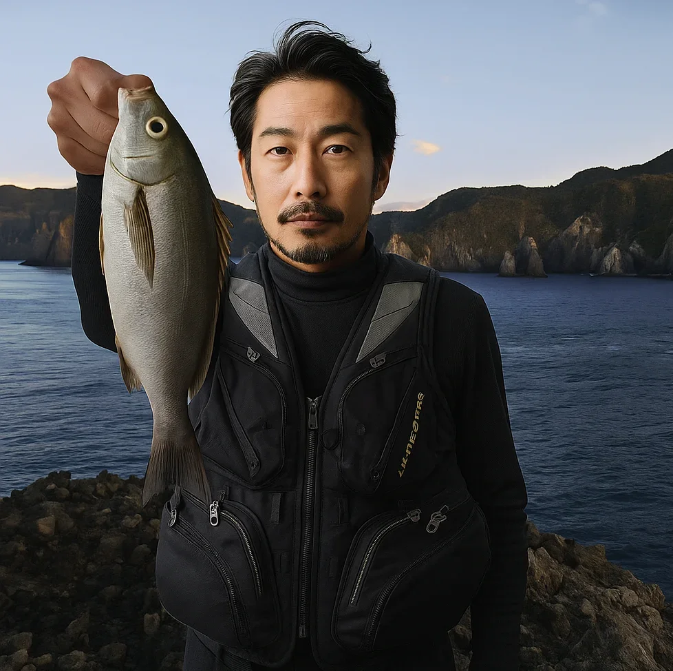 カツオ島でイサキを釣る佐々木