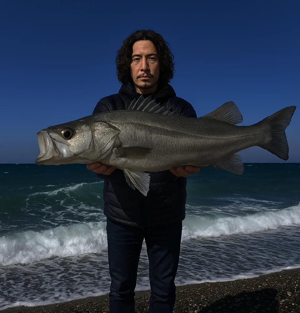 ラベンダービーチでシーバスを釣る岸本