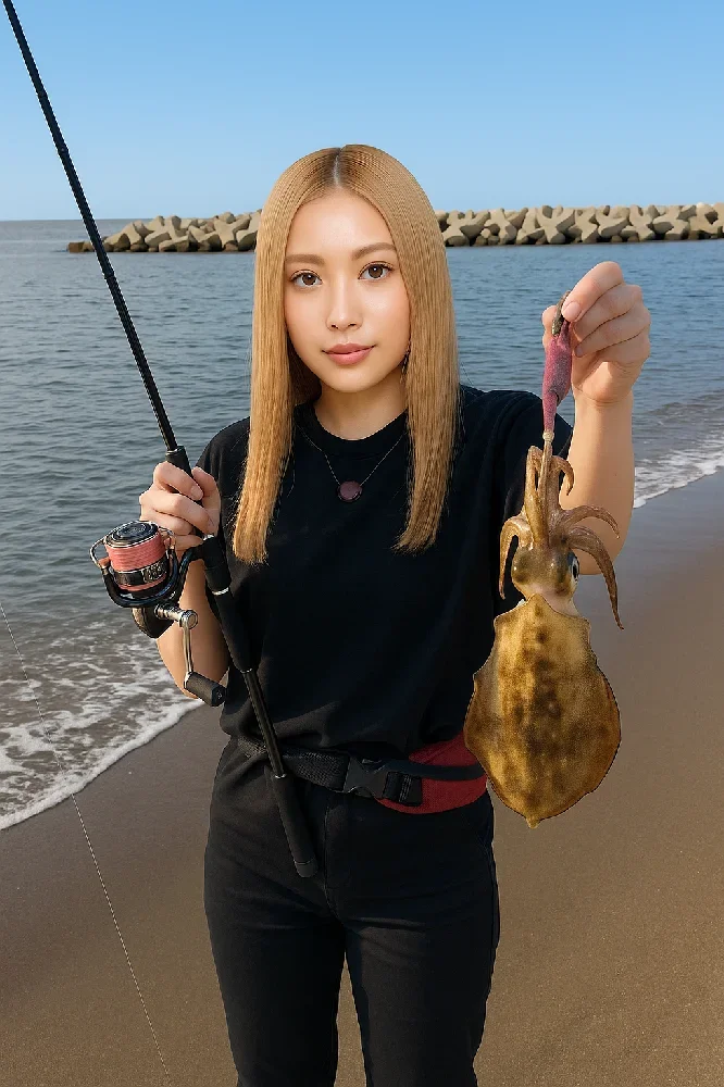 サーフエギングで釣れた柿崎海岸のアオリイカ