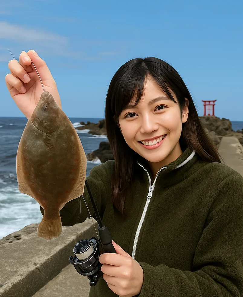 笠島港でカレイを釣る黒川