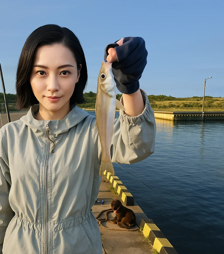 南浜船だまりでキスを釣る八重田
