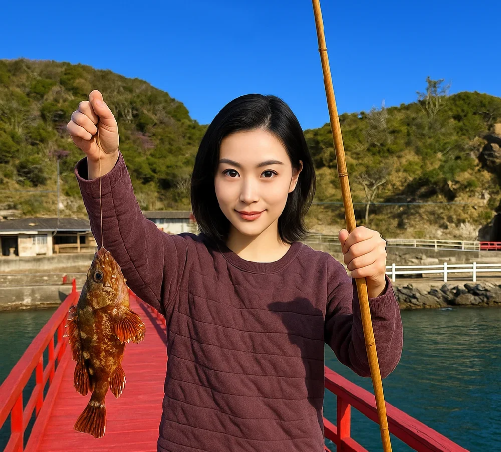 太海フラワー磯釣りセンターでカサゴを釣る八重田