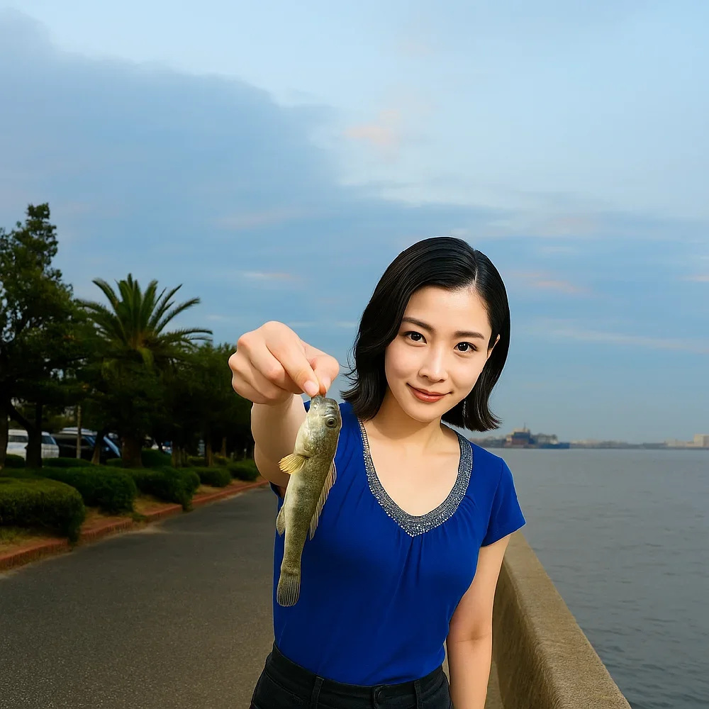 須磨海岸緑地でハゼを釣る八重田
