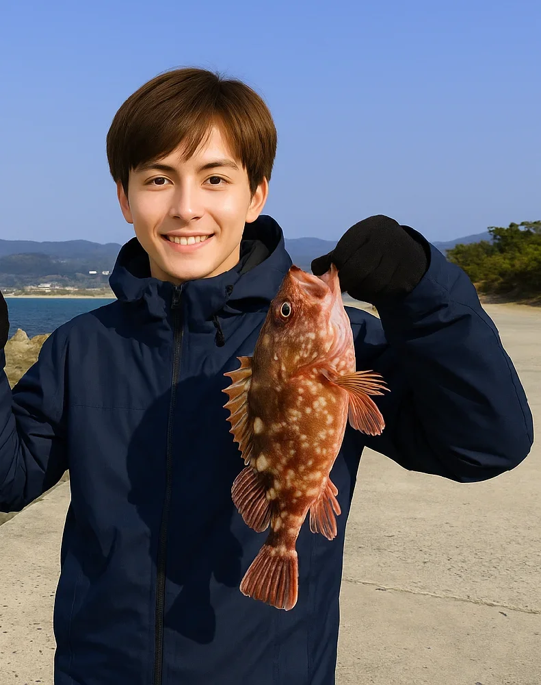倉舞港の松島突堤でカサゴを釣る久良木