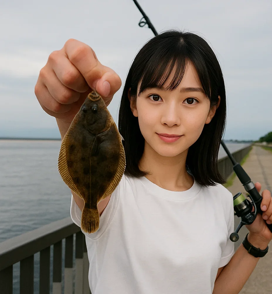 武豊緑地でカレイを釣る国生