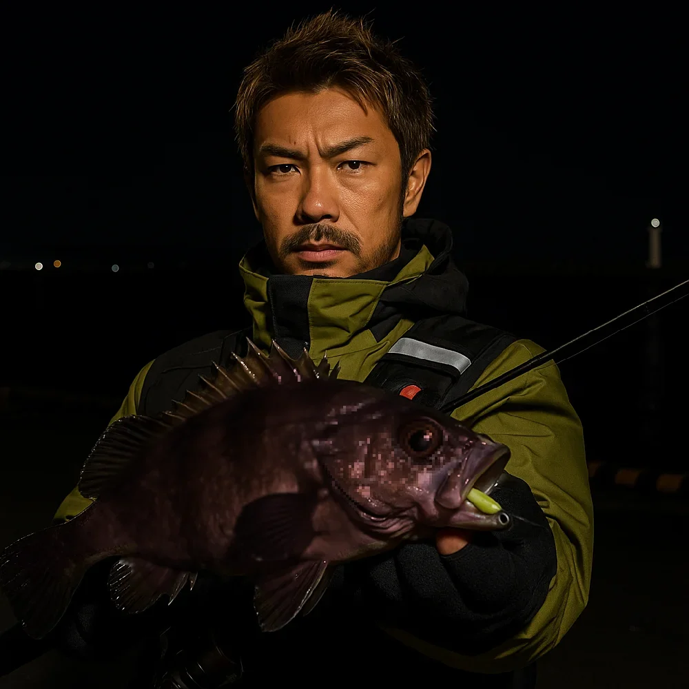 紋別港でエゾメバルを釣る広岡