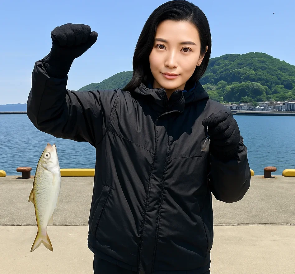 能生漁港でコノシロを釣る八重田