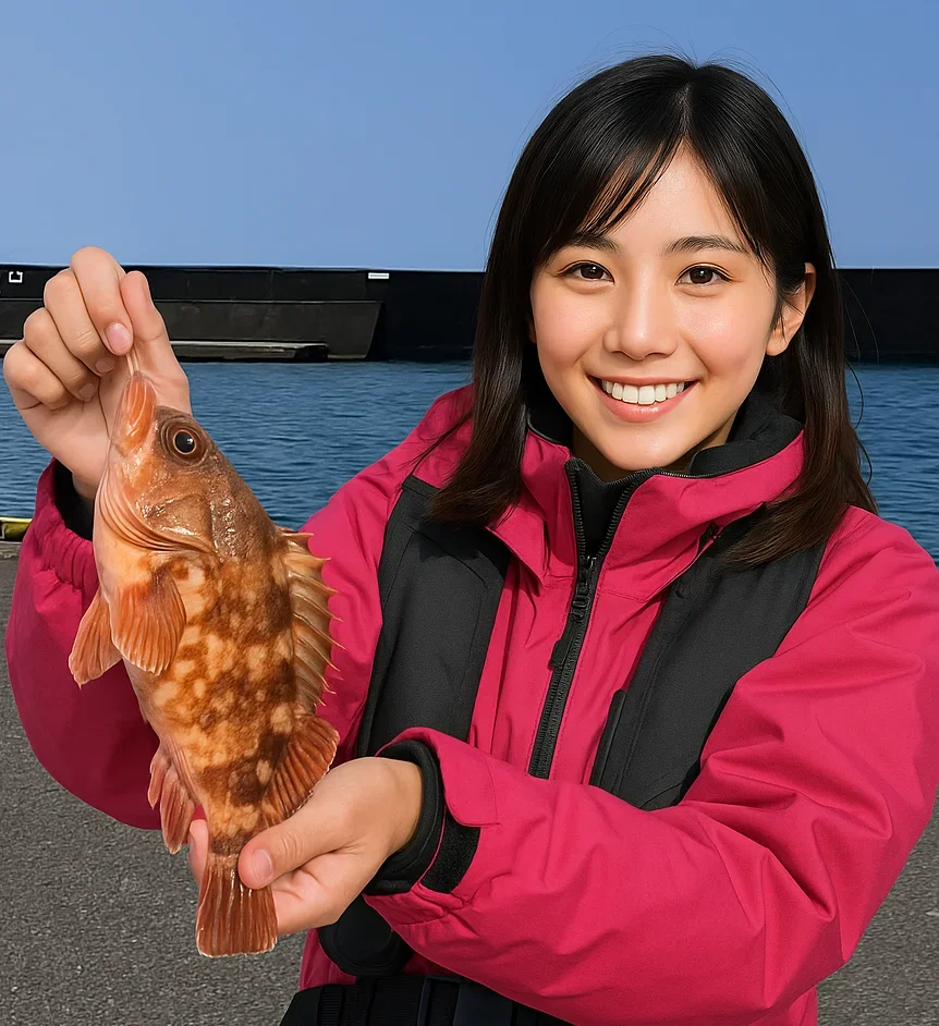 柿崎漁港でカサゴを釣る黒川