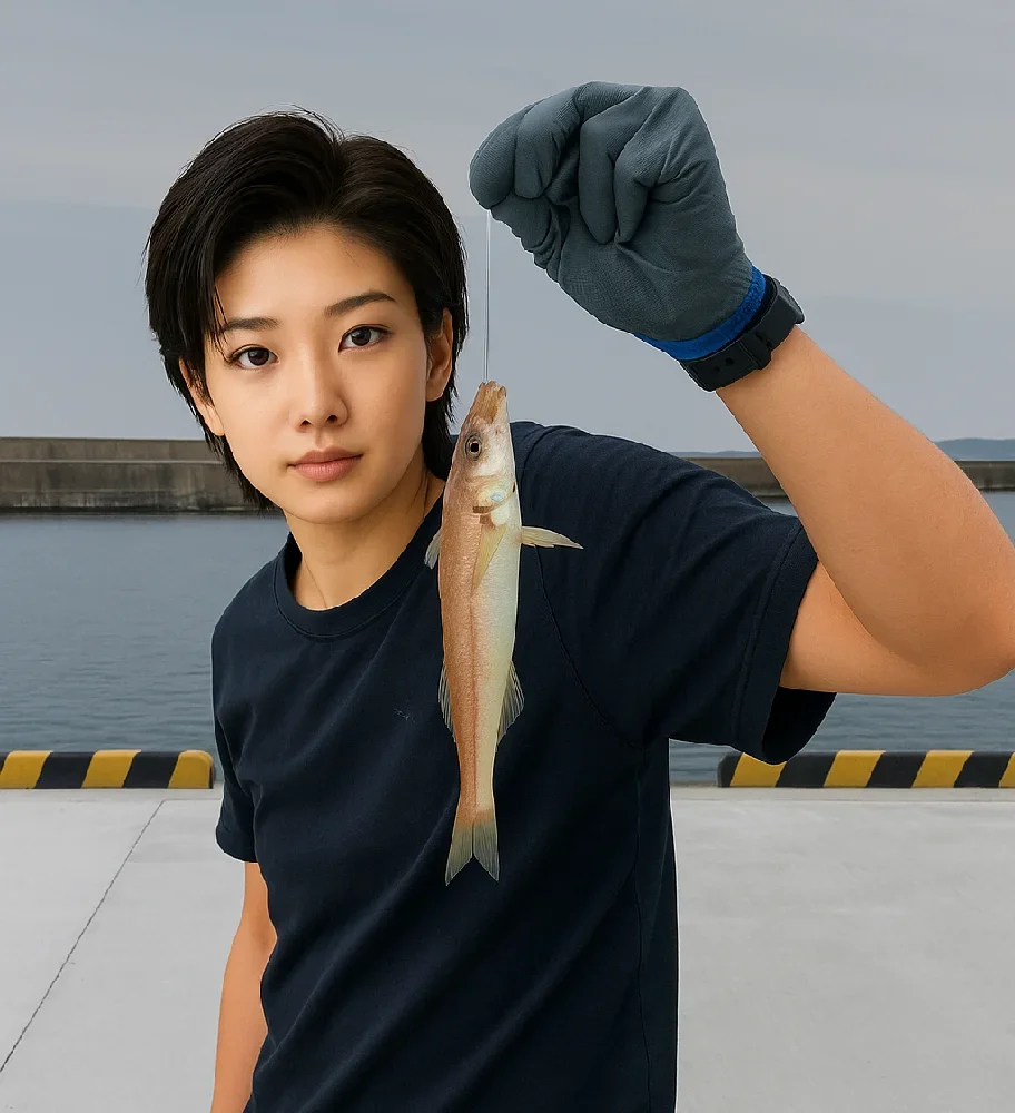 柏崎港でキスを釣る佐伯