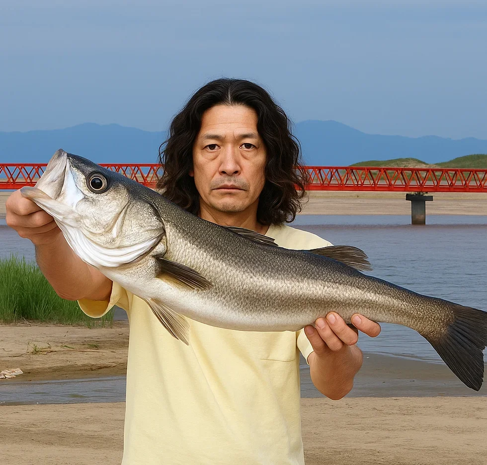 阿賀野川河口でシーバスを釣る岸本