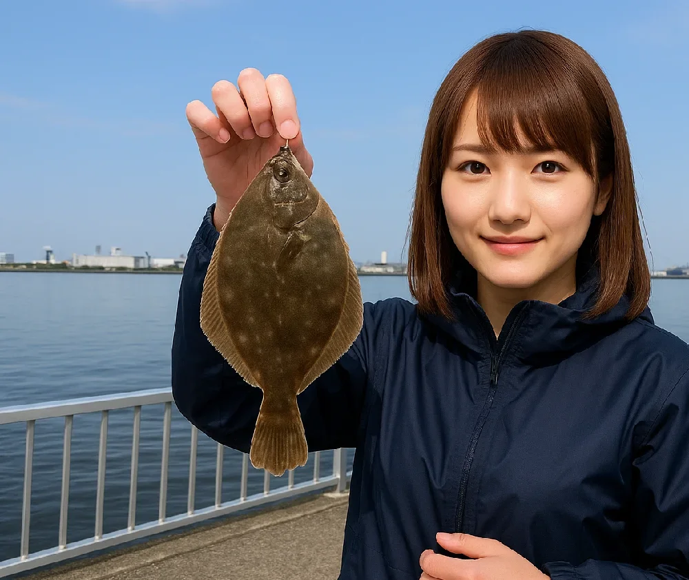千葉港でカレイを釣る山際