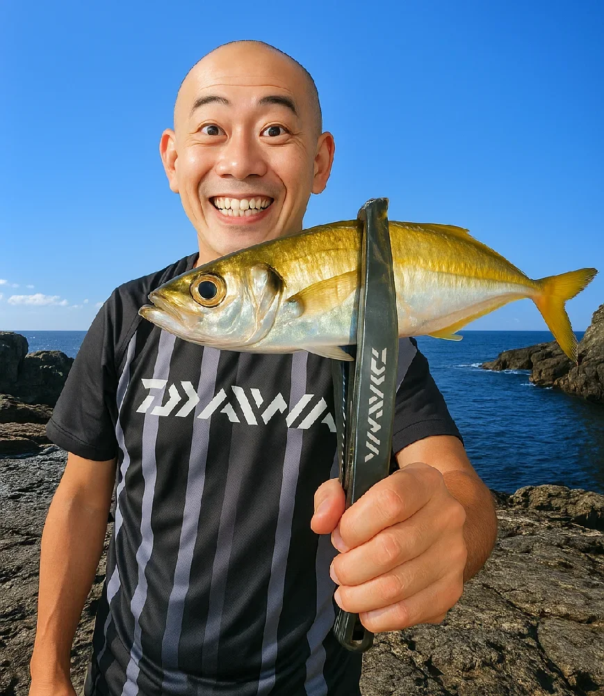 仁右衛門島でアジを釣るがんだま君