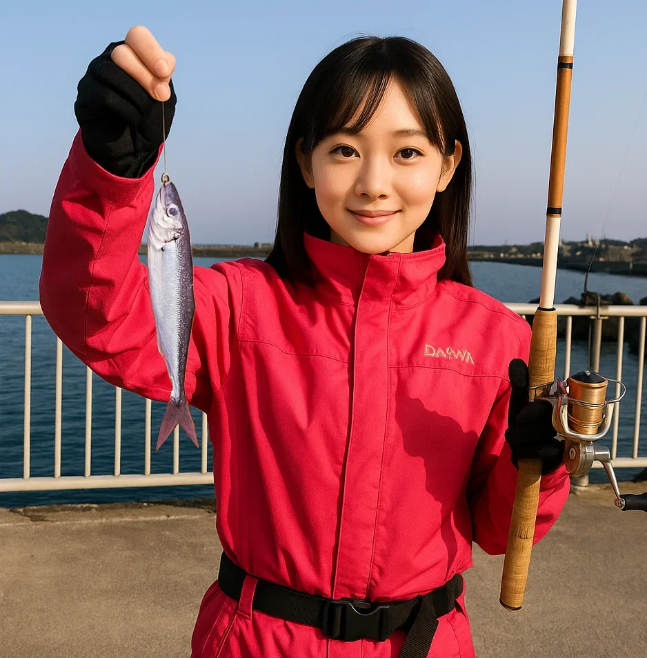 前原フィッシャリーナでイワシを釣る国生