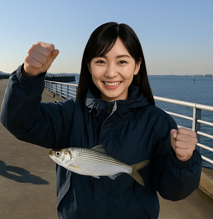 検見川浜突堤でコノシロを釣る黒川