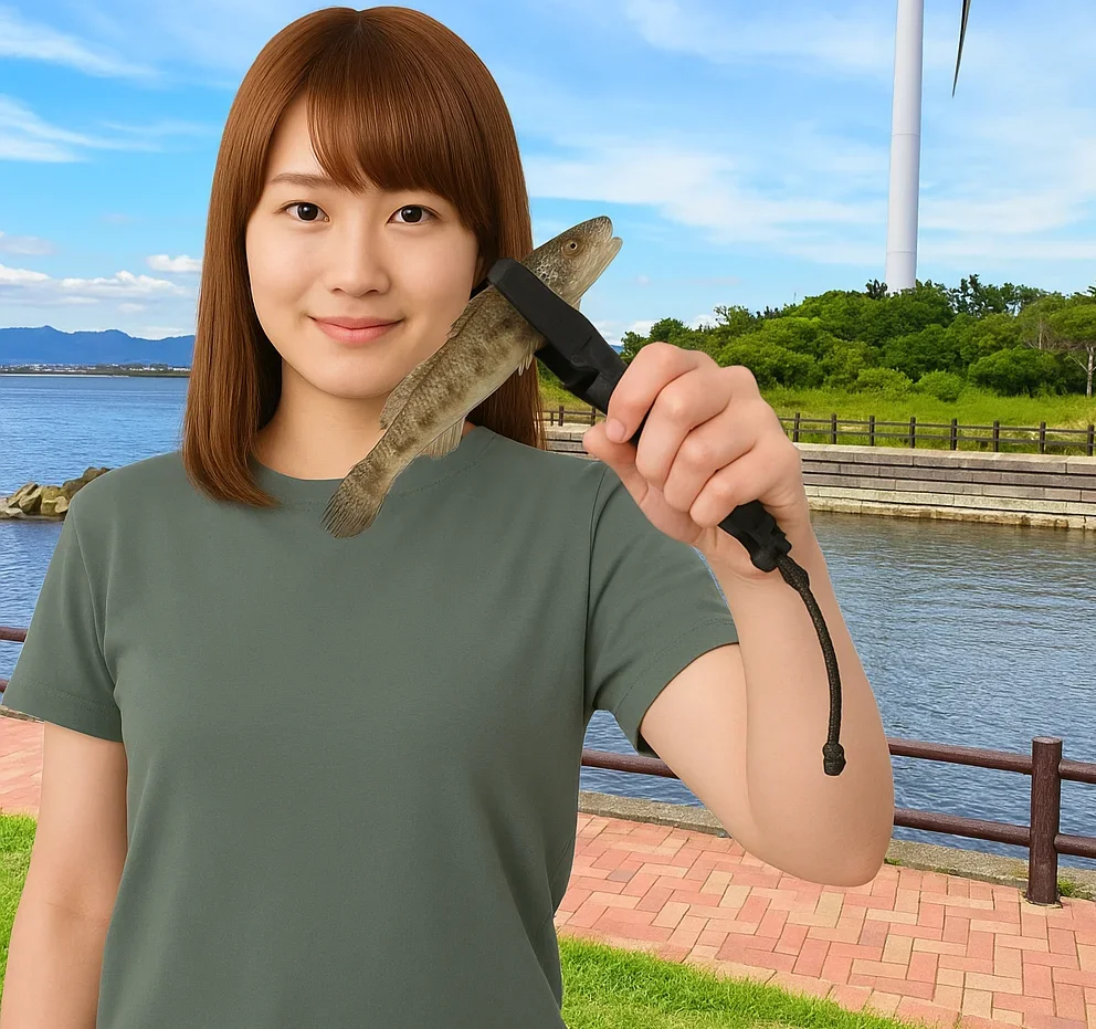 緑が浜公園エコパークでハゼを釣る山際