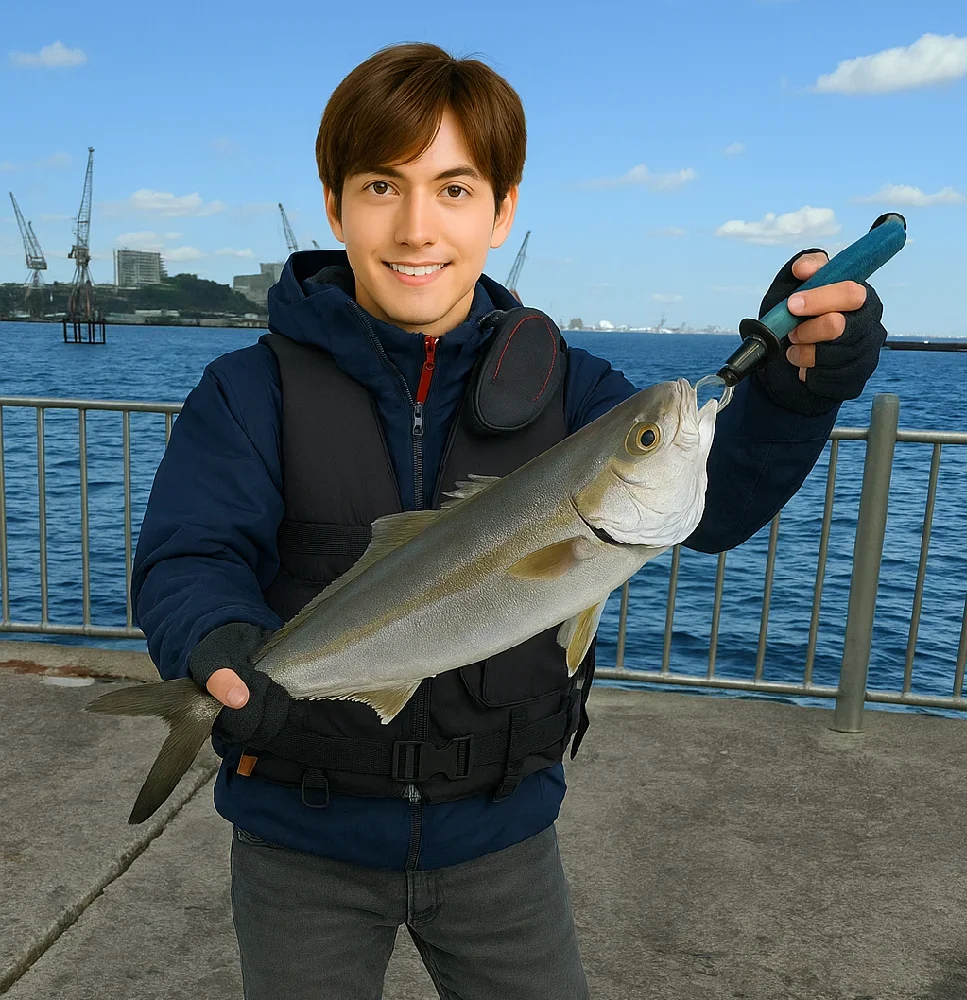 鹿島港魚釣園でカンパチを釣る久良木