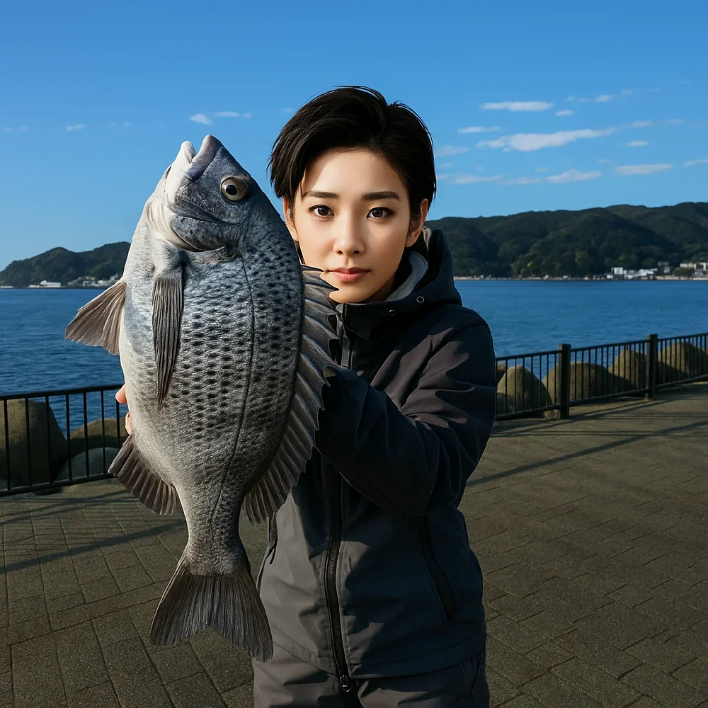 長浜海浜公園でクロダイを釣る佐伯