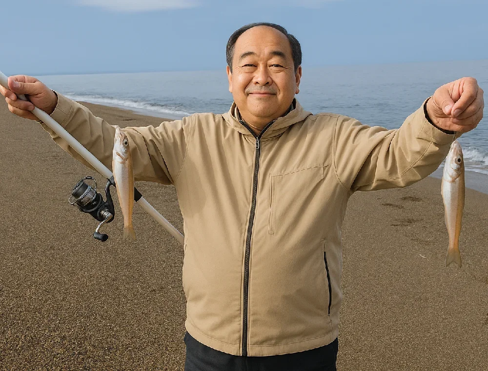 上下浜でキスを釣った持田