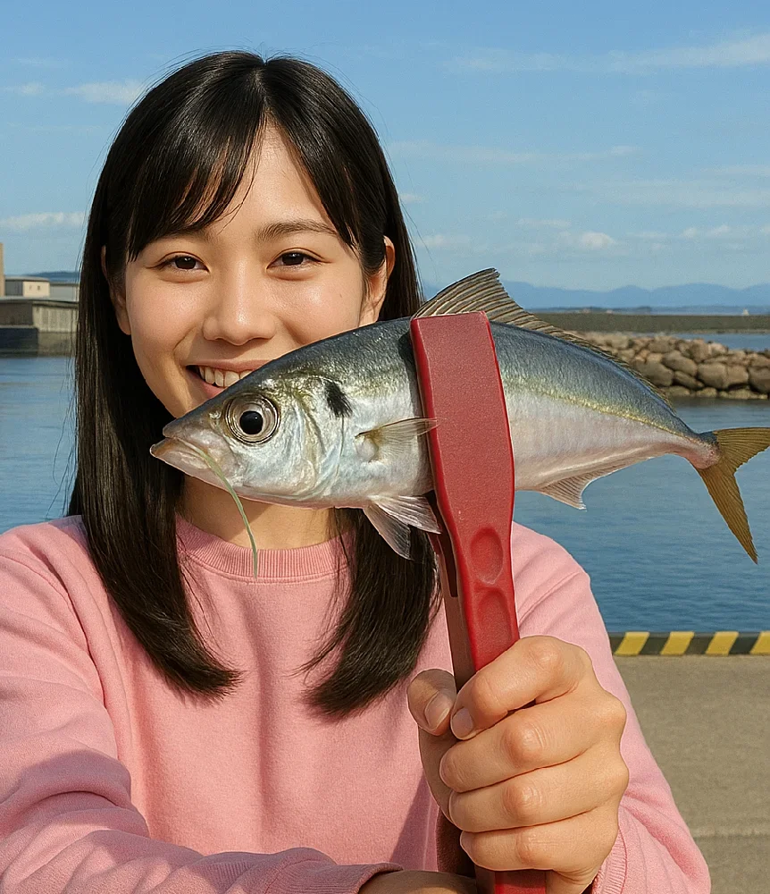 寺泊港でアジを釣る黒川