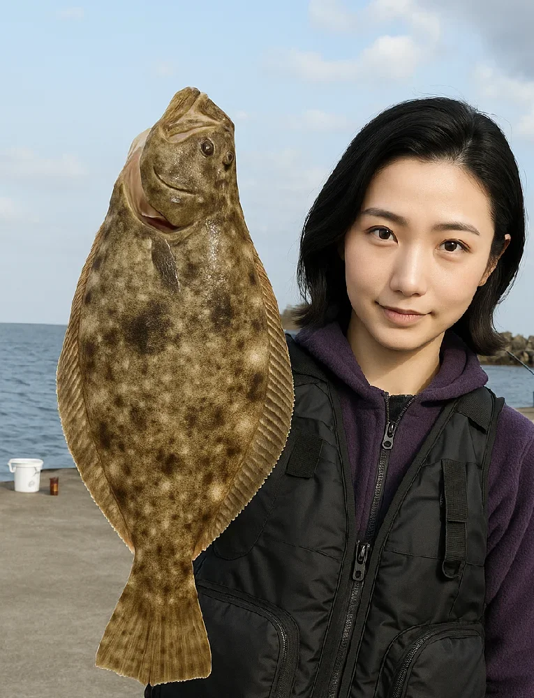 大津港でヒラメを釣る八重田
