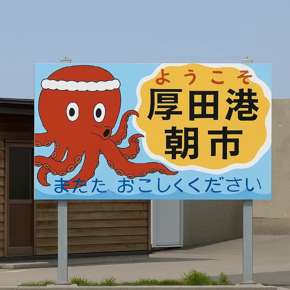厚田漁港朝市の看板