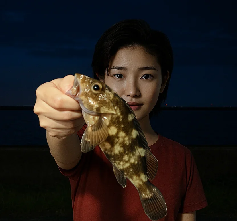 名古屋港でカサゴを釣る佐伯