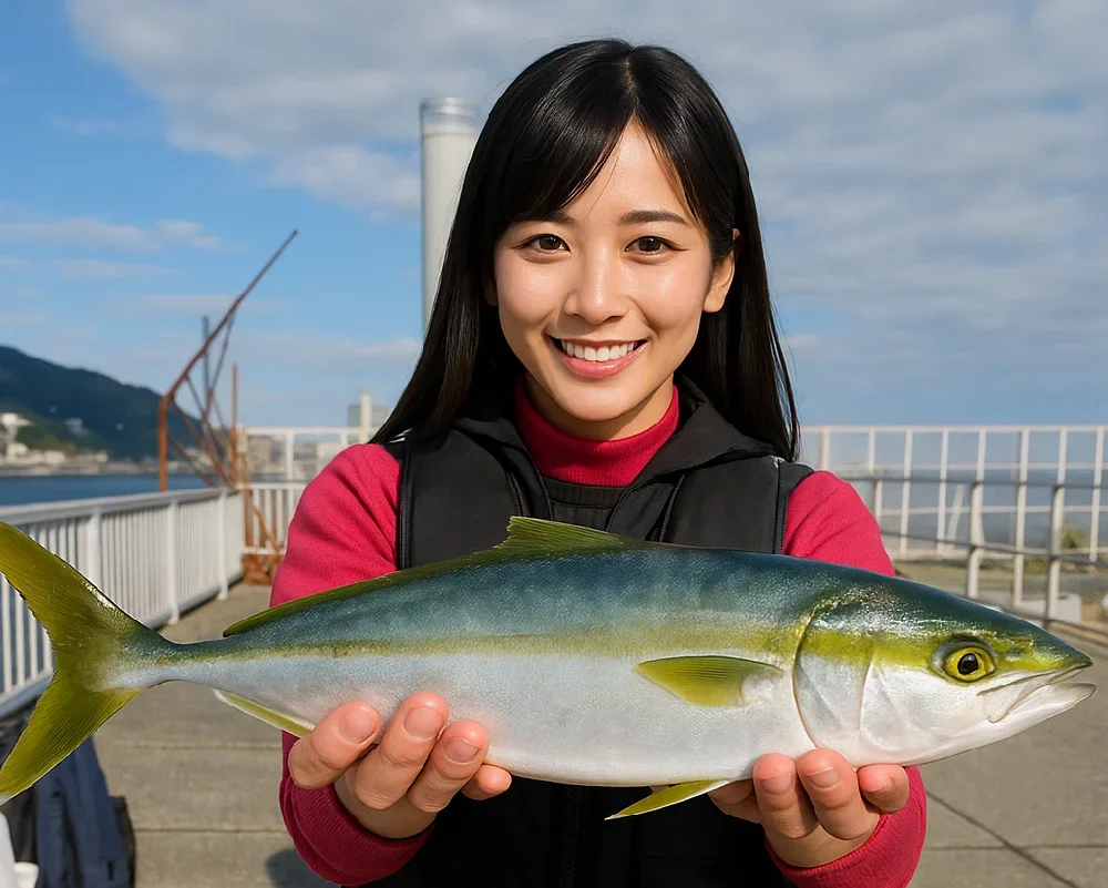 熱海港海釣り施設でイナダを釣る黒川