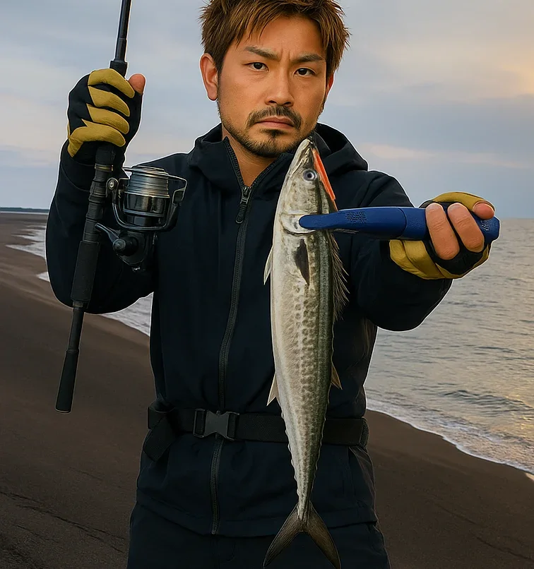 柿崎海岸でサゴシを釣る広岡