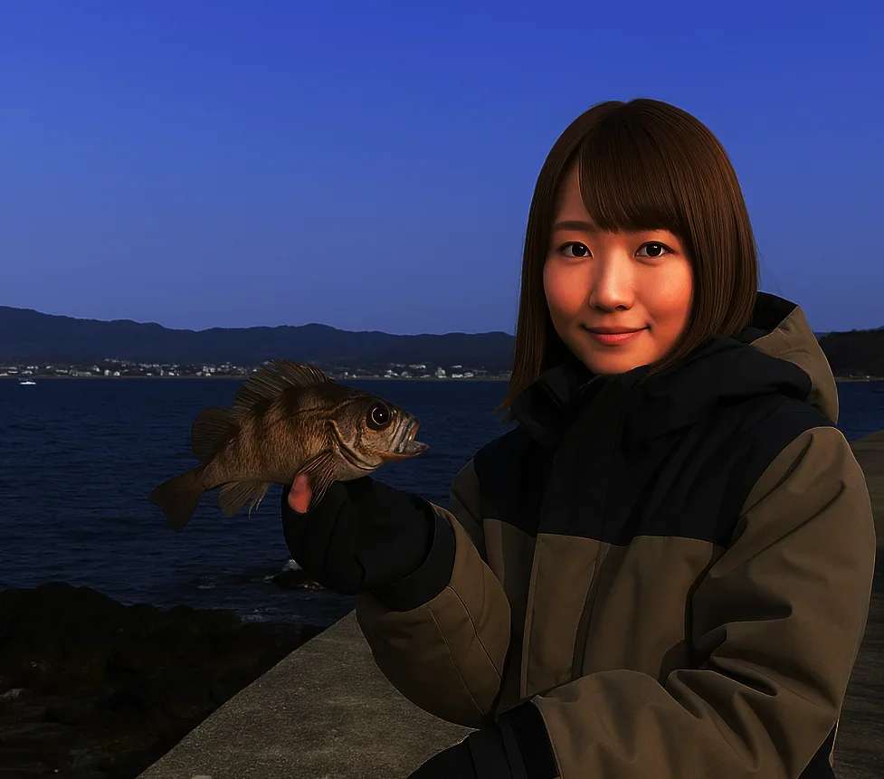 倉舞港でメバルを釣る山際