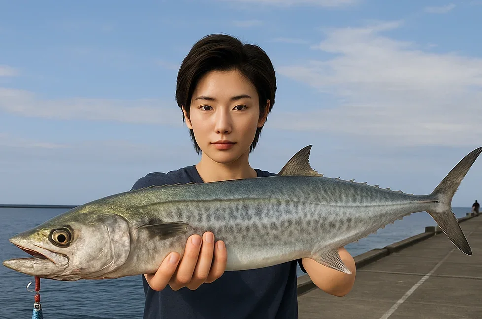 新潟東港でサワラを釣る佐伯