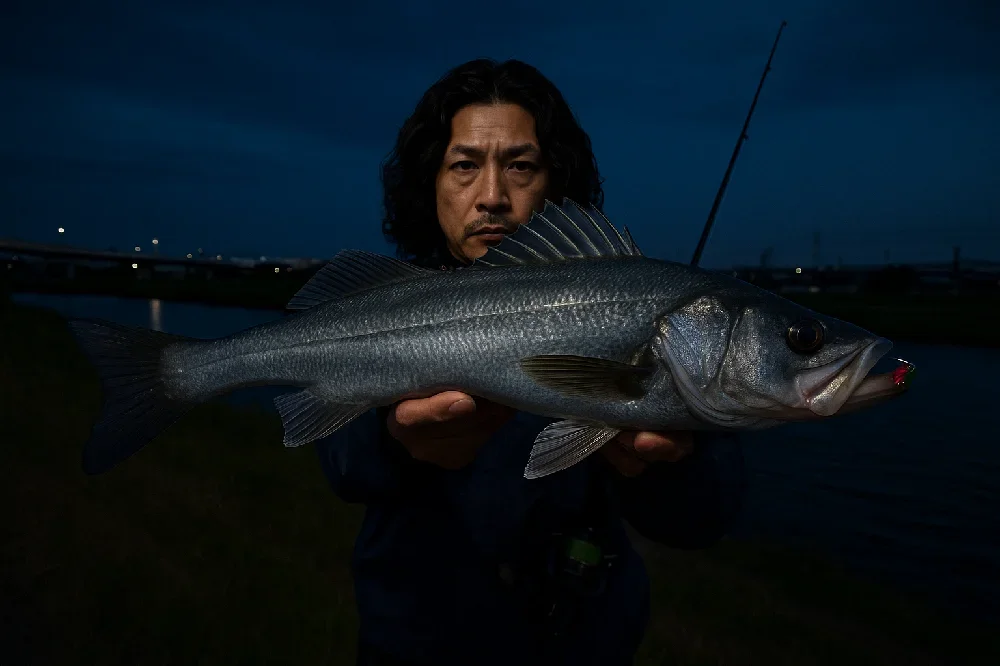 名古屋港流入河川でシーバスを釣る岸本
