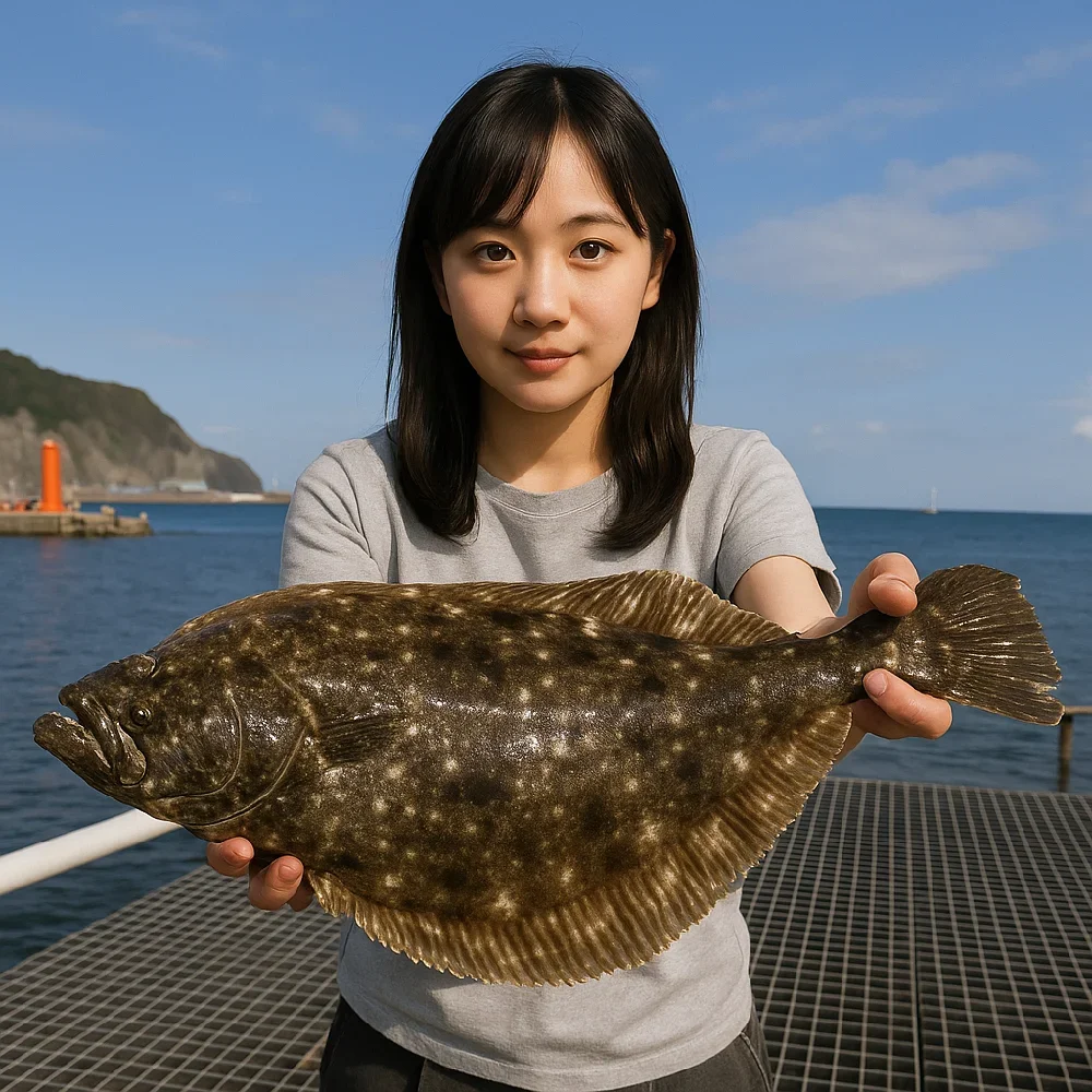 豊浜釣り桟橋でヒラメを釣る国生