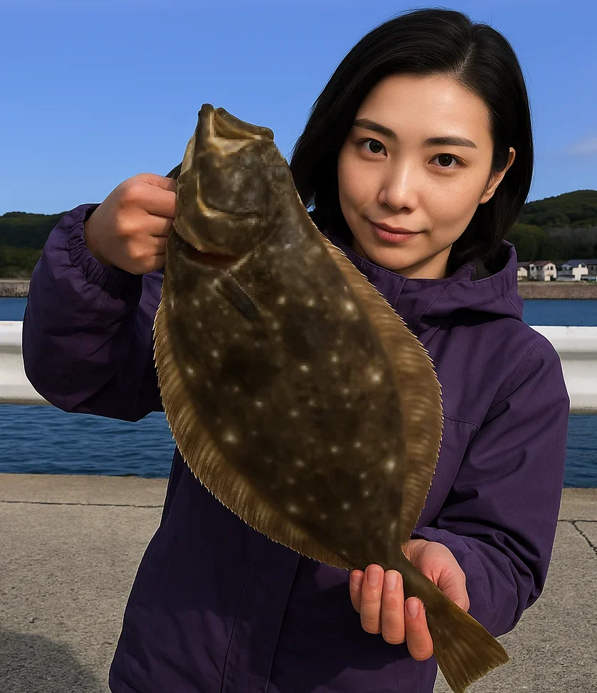 留萌港でヒラメを釣る八重田